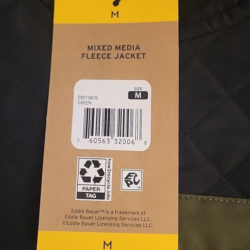 Eddie Bauer Olive Mixed Media Fleece Jacket - Picture 3 of 3